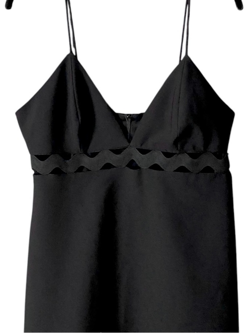 Zara Black Mini Dress L Cutout Waist Spaghetti Strap V Neck Going Out Cocktail - Picture 3 of 8